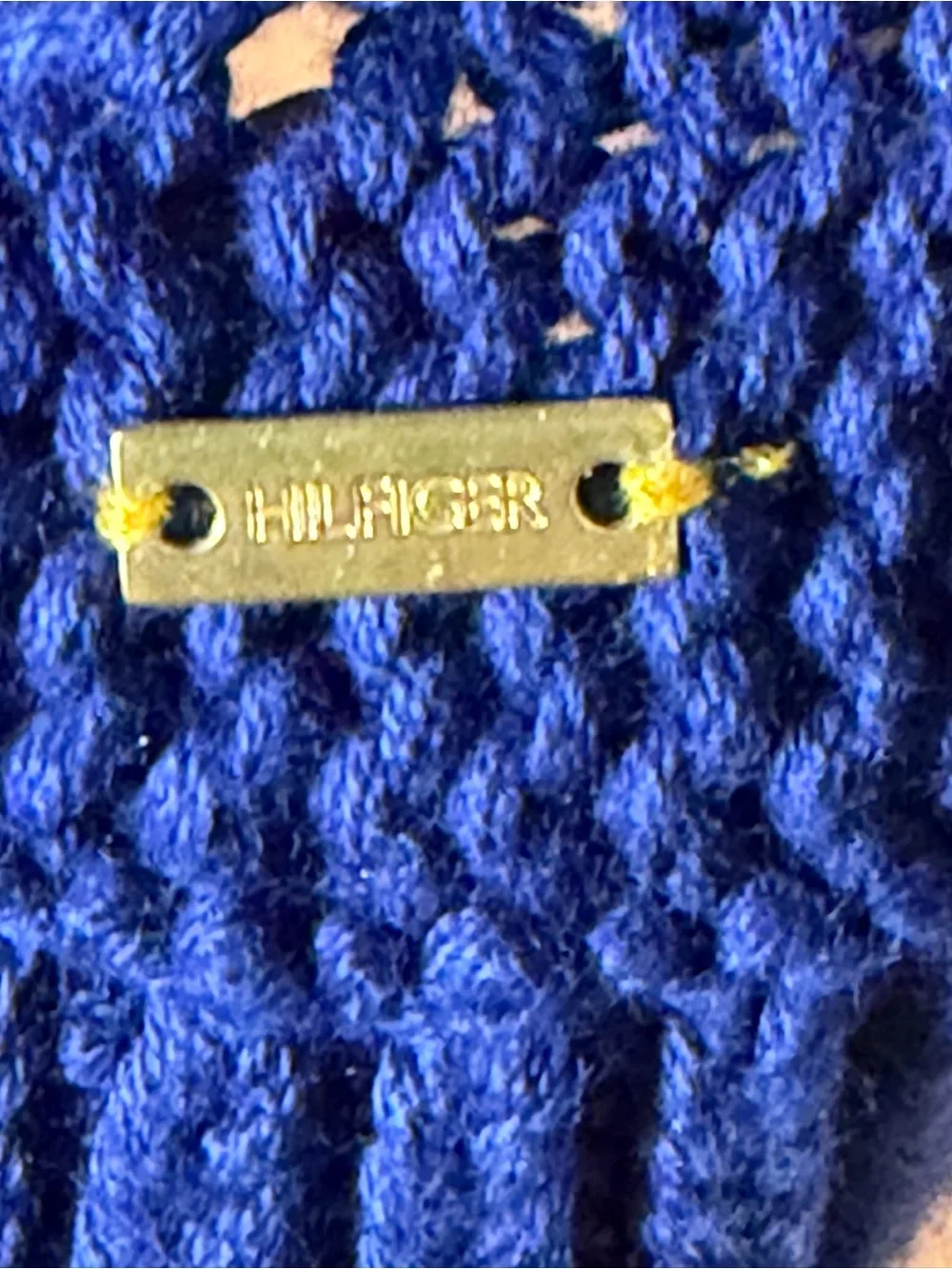 Tommy Hilfiger Blue and White Ombre Cable Turtleneck Sweater NWT Vintage XL